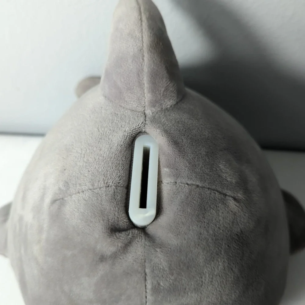 Your Zone Gray And White Plush‎ Shark Bank With Stopper Soft Great Condition